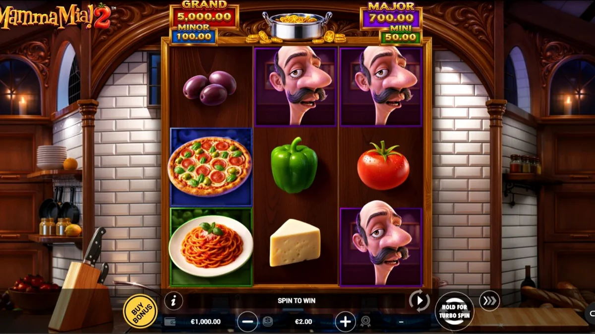 Tampilan visual Chef Salvatore di dalam slot Mamma Mia 2